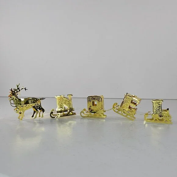 Oriental Trading Company Reindeer Noel Sleigh Gold Candle Holder - Picture 2 of 8